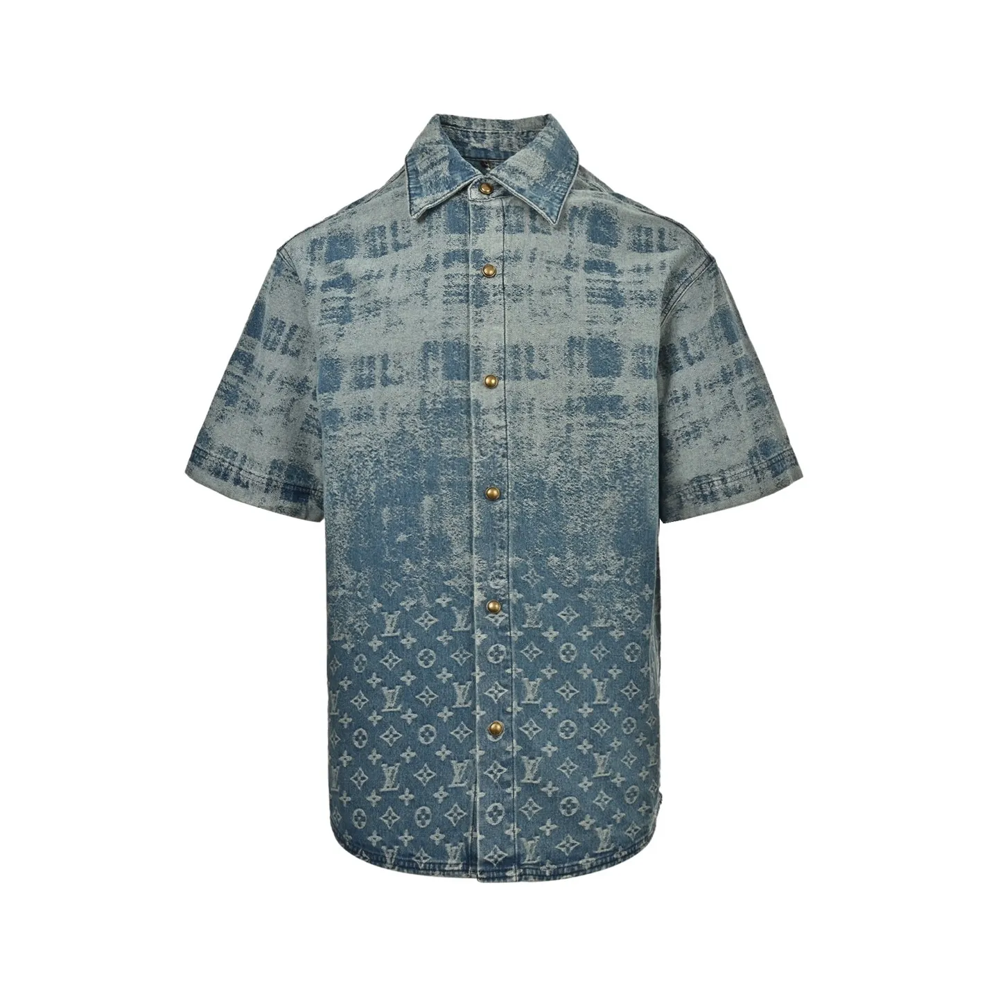 Louis Vuitton/Louis Vuitton presbyopic logo gradient denim short-sleeved shirt